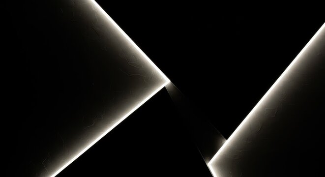 Complex interplay of dark silhouettes and bright illumination on a textured wall, forming a dynamic, minimalist geometric composition, pattern, negative space, shape