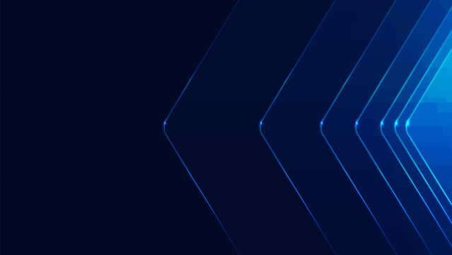 Abstract blue arrow background. Minimal digital lines. Geometric shapes move forward. Modern technology design for business, finance, investment growth and corporate presentations. Fast motion concept
