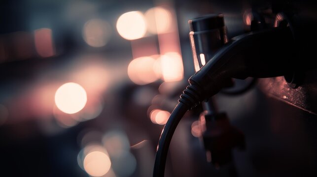 Close-up of an audio cable in a blurred background creating a moody atmosphere with soft lighting.