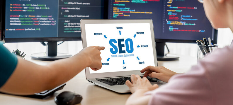 SEO search engine optimization for brisk e-commerce and online retail business showing on computer screen