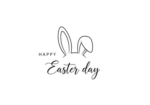 Colorful easter eggs on green grass with a large yellow egg that says happy easter day