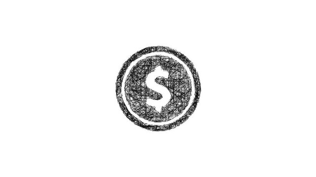 Sketch dollar sign icon animation - smooth progressive reveal