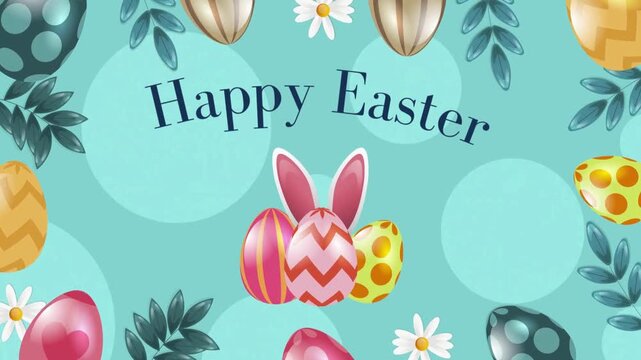 Happy Easter Colorful Pink Illustrated Greeting Video