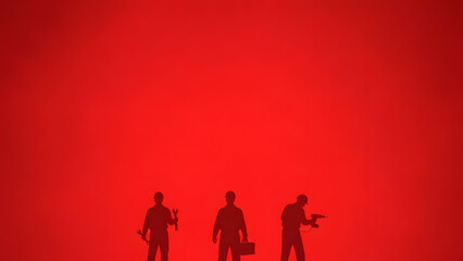 Obraz premium 1 may labor day workers silhouette red background international workers day celebration