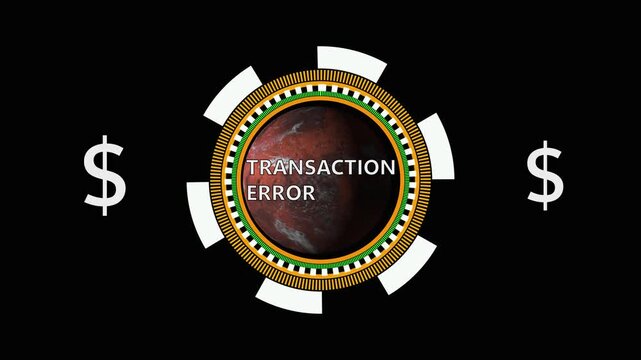 Transaction Error Neon Sign with Dollar Symbol on Black Background error message payment failed .4k video