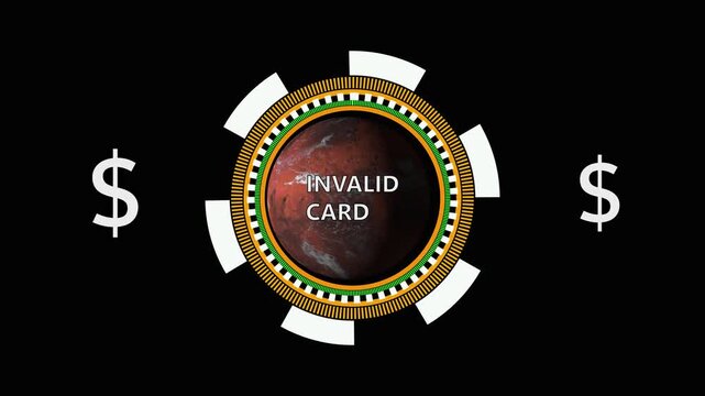 Invalid Credit Card Error Message Neon Sign on Black Background invalid card payment failure transaction declined .4k video