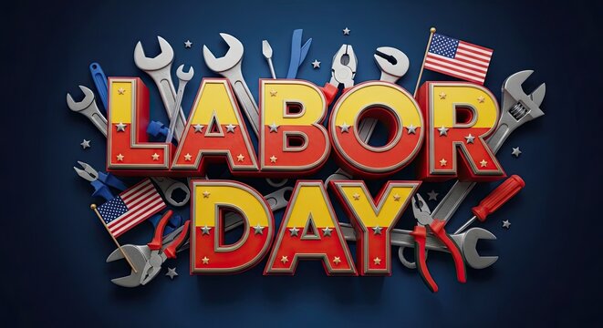 Happy labor day celebration honoring workers and labor unions