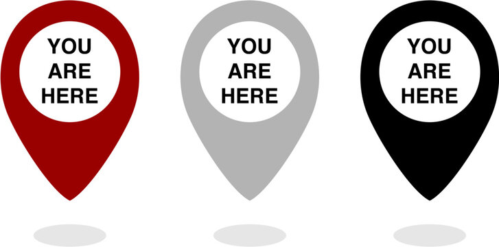 Location Sign, You Are Here Sign, Location Marker Icon.