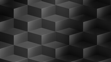 Gradient black background with cubes 3d render of black cubes set, abstract geometric background © Georgiy