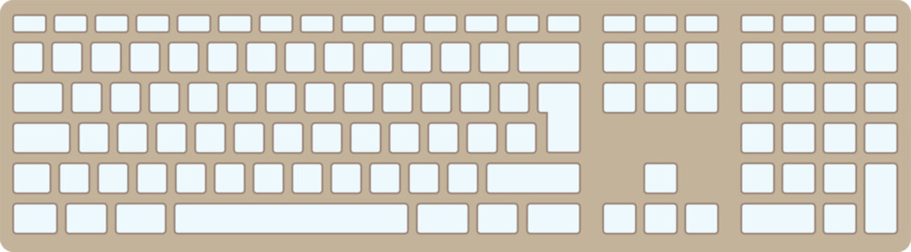 Minimalist computer keyboard vector, beige mechanical keyboard layout, modern office hardware icon