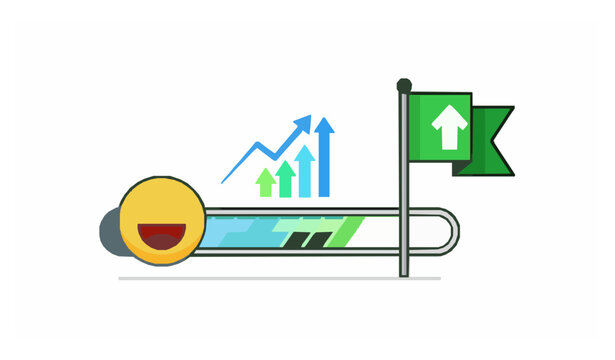Market growth progress loading bar emoticon success vector illustration