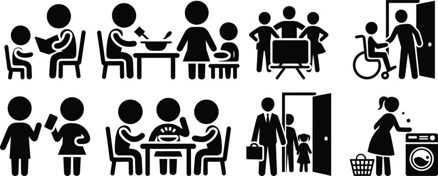 Iconic representations of daily social and household activities