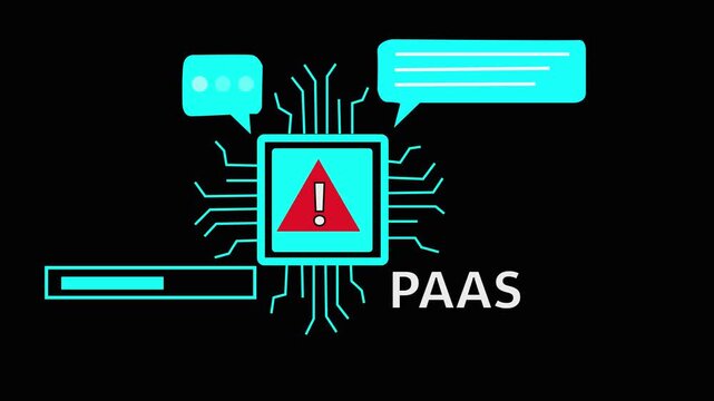 Paa S Platform as a Service Technology Concept with Warning Symbol and Data Flow PaaS digital. 4k