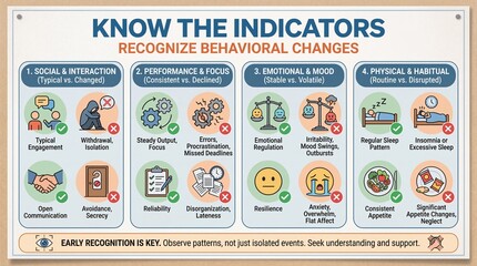 Naklejka premium Organized Checklist Display of Behavioral Indicators and Changes