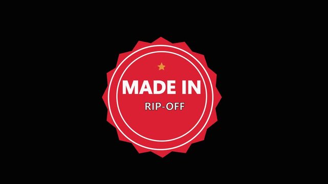 Made in Rip off Round Stamp Badge Animation