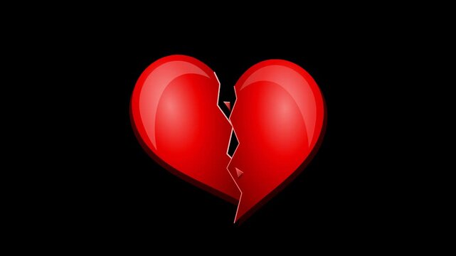 Single Broken Heart Icon Illustration