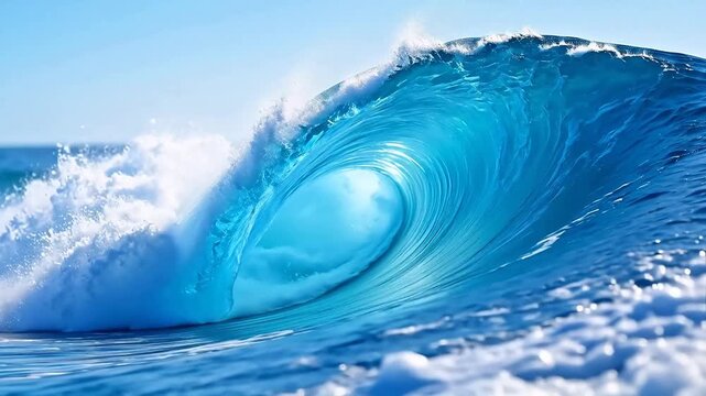 Ocean wave curling with foam