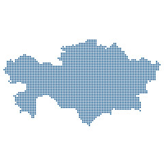 Obraz premium Kazakhstan Dotted Vector Map Blue Tech Connectivity Style with Transparent Background for UI Web