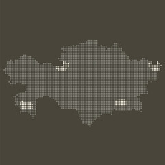 Obraz premium Kazakhstan Dotted Map in Earthy Brown and Gold Luxury Gradient Vector with Glowing Spots
