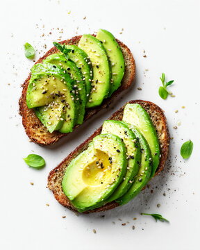 avocado toast, minimal healthy breakfast, isolated on white background