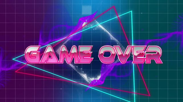 Animation of challenge accepted text over neon triangles