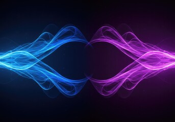 Fototapeta premium Intense abstract digital background featuring echoing blue and purple energy waves flowing outward, representing deep vibrational frequency, echo, technology, energy