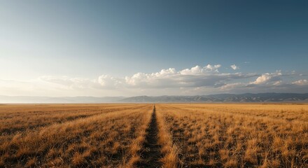 Fototapeta premium Wide open natural space conveying deep silence, void, and vast, echoing emptiness. The landscape is pure, minimal, and completely unresponsive, desolate, chasm, isolated