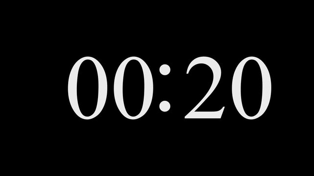 41 seconds digital countdown timer animation from 41 to 0 seconds on black background 4k video