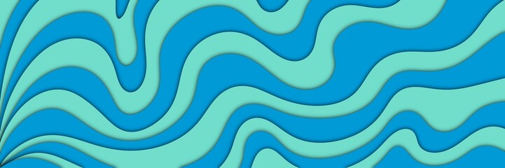 Smooth flowing turquoise, blue and green wave seamless pattern with soft organic movement. Calm and refreshing design ideal for wellness, spa, travel, ocean themes and relaxing digital projects © Taya
