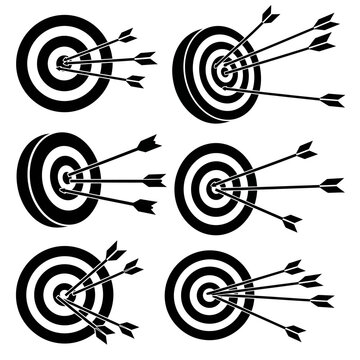 Black and white target with arrows.