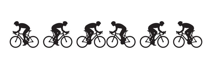 Naklejka premium Row of road cyclists in profile view for racing performance and group training illustration