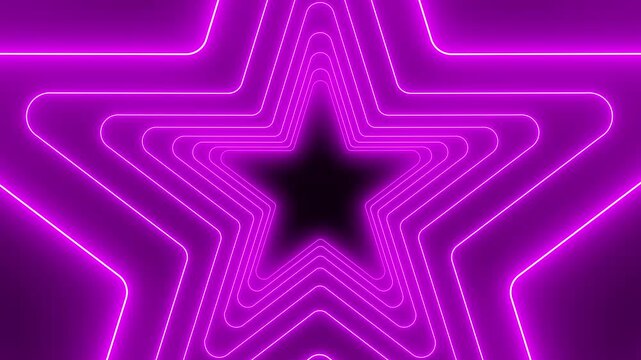 Video animation of many stars in neon magenta on dark background - abstract background - seamless loop.