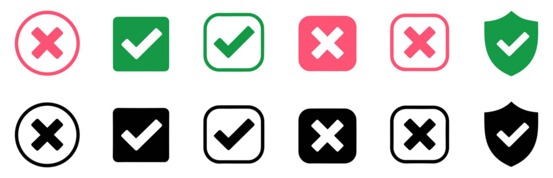 check mark yes no icon set