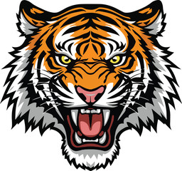 Obraz premium Tiger head vector emblem for sports teams featuring a bold head of tiger