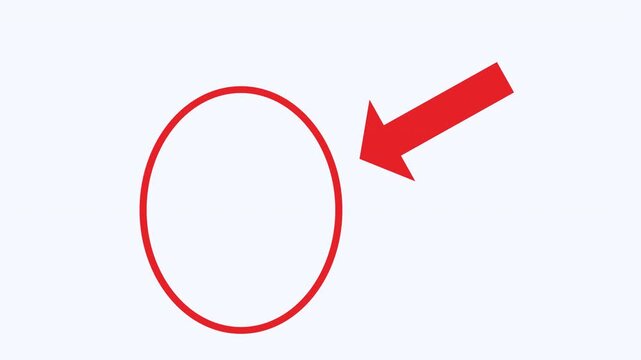 Red circle with a red arrow pointing to it. Suitable for icons, web design, presentations, infographics, and highlighting important information in various projects.