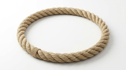 Obraz premium A thick, natural rope forms a complete oval shape. The rope is a light beige color with a textured, braided appearance.