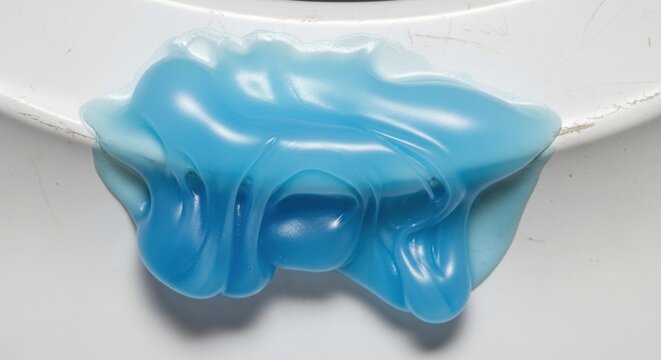 Blue toothpaste squeezed on surface.