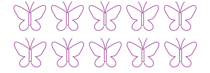 Set of six butterfly outlines with intricate wing patterns © Hike studio 8