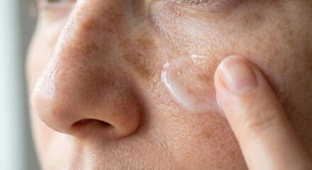 Fototapeta premium Applying brightening serum to melasma patches on skin
