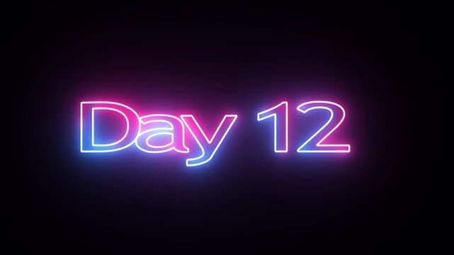 Day To Go 12  glowing neon Animation Videos. Neon &ldquo;3 Days Left&rdquo; Countdown.
