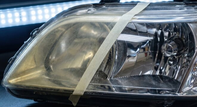 Car headlight restoration before and after comparison