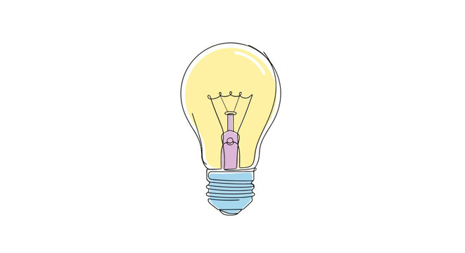 Light Bulb with Yellow Glow On.