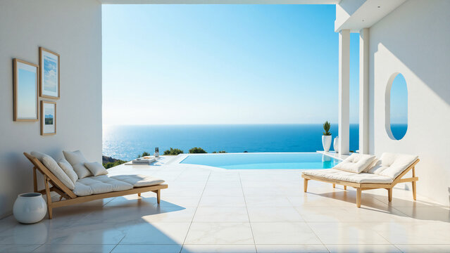 Elegant outdoor living space with infinity pool and breathtaking sea view