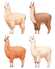 Fototapeta premium Llamas on a white background for education use