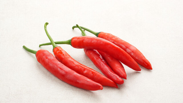 Red Chili Peppers on White Background