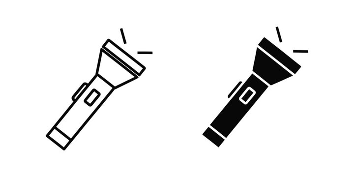 Two flashlights pointing in opposite directions with one filled in black