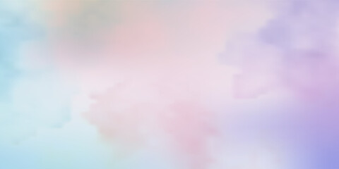 Obraz premium Soft Pastel Dreamy Watercolor Background. Abstract Pink, Blue, and Purple Gradient Sky Cloud Texture. Ethereal Liquid Blur Illustration for Wedding, Beauty, and Spiritual Design.