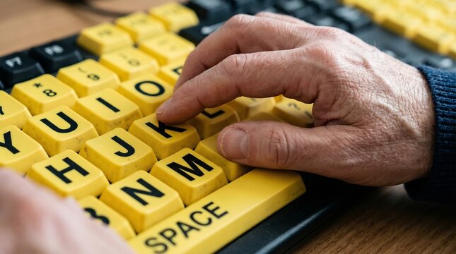 High contrast yellow keyboard for people with low vision