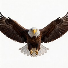 Obraz premium a-bald-eagle-in-full-flight-wings-spread-to-maximum-span-photographed-headon-against-a-pure