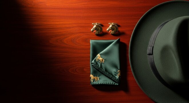 Accessories on wooden table background.